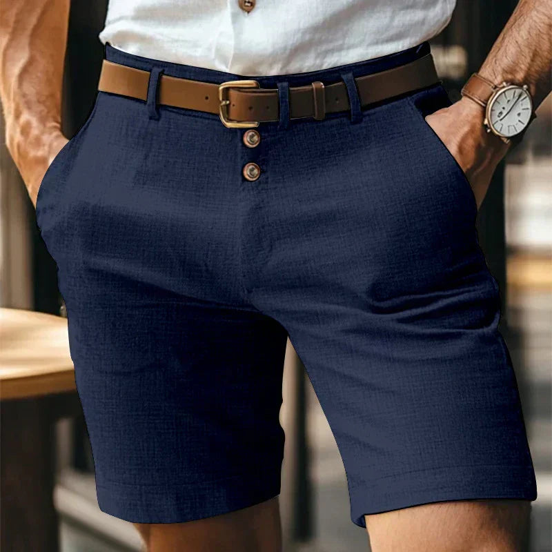 Men’s Button Front Shorts with Side Pockets and Belt Loops
