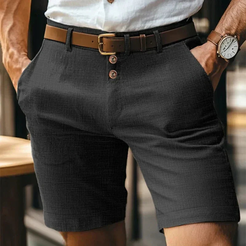 Men’s Button Front Shorts with Side Pockets and Belt Loops