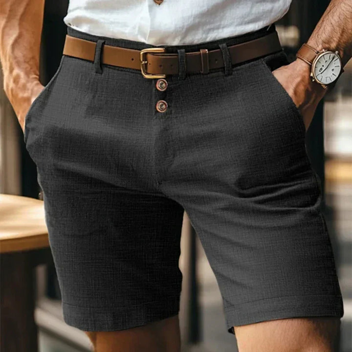 Men’s Button Front Shorts with Side Pockets and Belt Loops