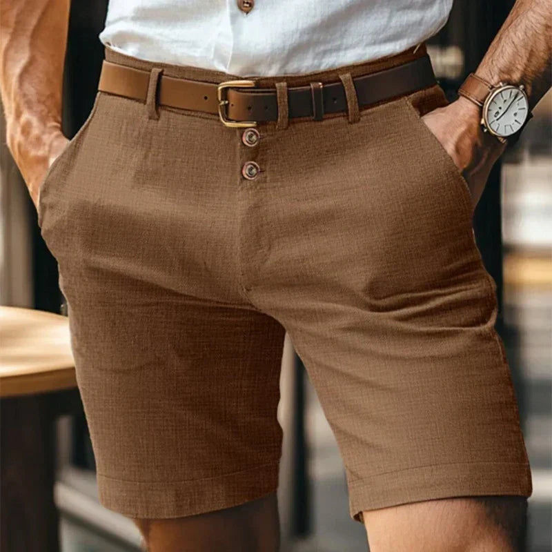 Men’s Button Front Shorts with Side Pockets and Belt Loops