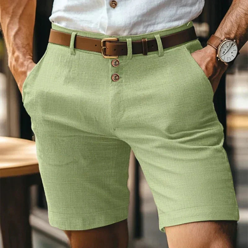Men’s Button Front Shorts with Side Pockets and Belt Loops