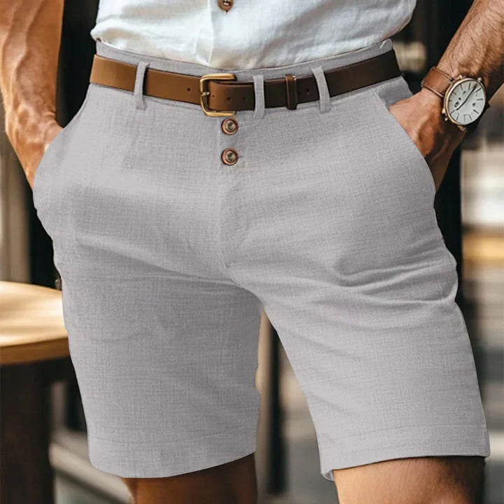Men’s Button Front Shorts with Side Pockets and Belt Loops