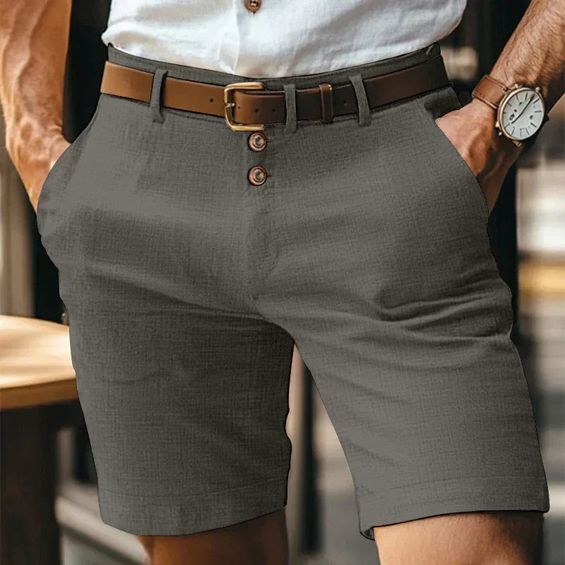 Men’s Button Front Shorts with Side Pockets and Belt Loops