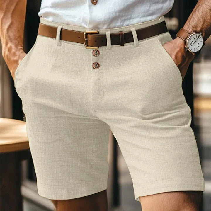 Men’s Button Front Shorts with Side Pockets and Belt Loops