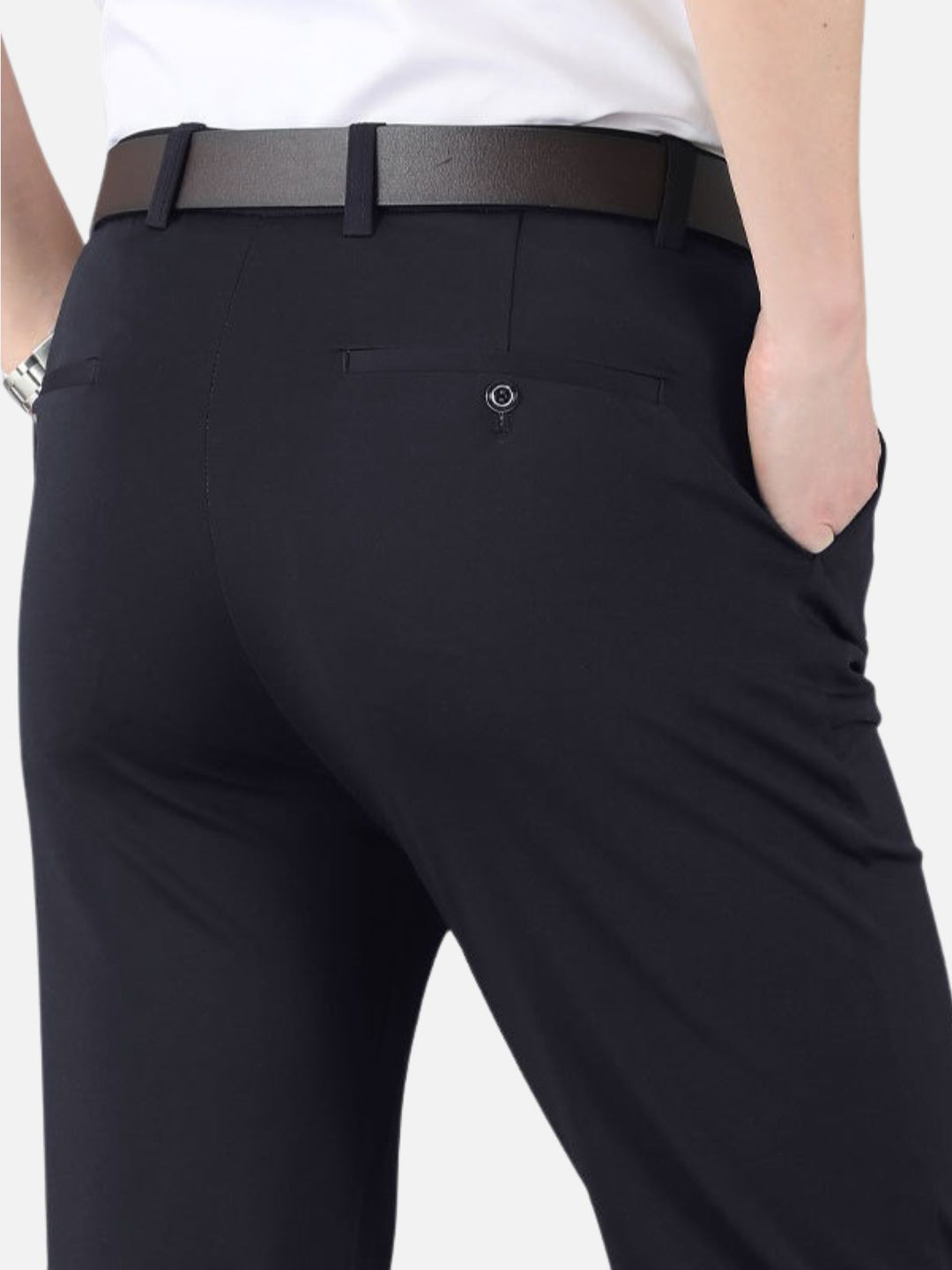 Men's Casual Pants with Straight Leg and Belt Loops