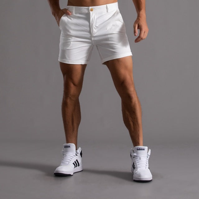 Men’s Chino Shorts with Button Closure and Hip Pockets