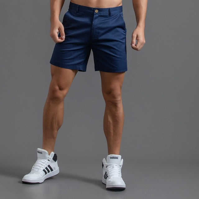 Men’s Chino Shorts with Button Closure and Hip Pockets