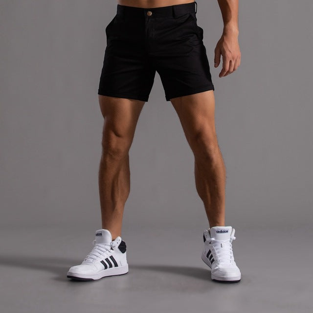 Men’s Chino Shorts with Button Closure and Hip Pockets