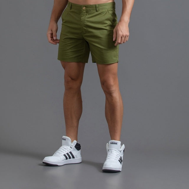 Men’s Chino Shorts with Button Closure and Hip Pockets