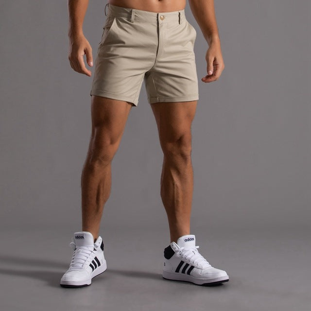 Men’s Chino Shorts with Button Closure and Hip Pockets