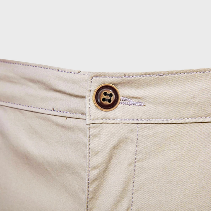 Men’s Chino Shorts with Button Closure and Side Pockets