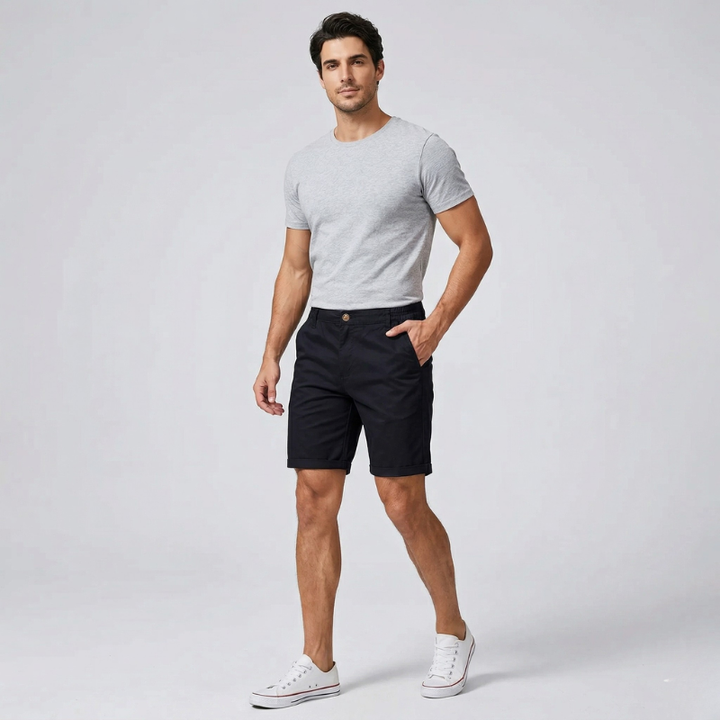 Men’s Chino Shorts with Button Closure and Side Pockets
