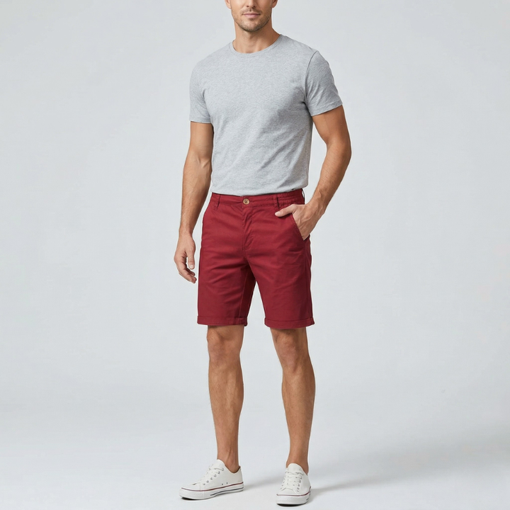 Men’s Chino Shorts with Button Closure and Side Pockets