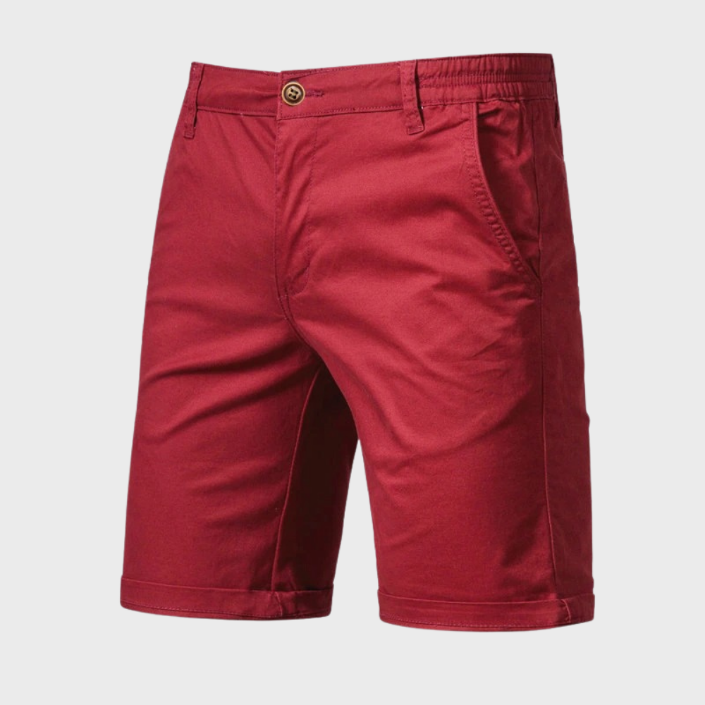 Men’s Chino Shorts with Button Closure and Side Pockets