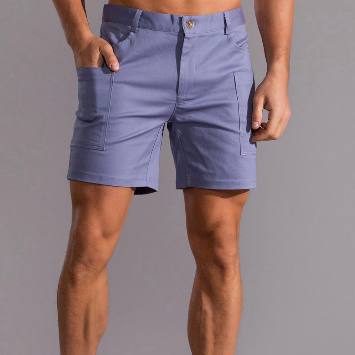 Men’s Chino Shorts with Patch Pockets and Button Waist