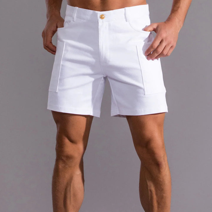 Men’s Chino Shorts with Patch Pockets and Button Waist