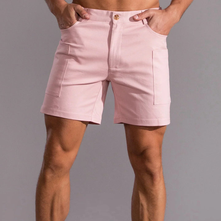 Men’s Chino Shorts with Patch Pockets and Button Waist