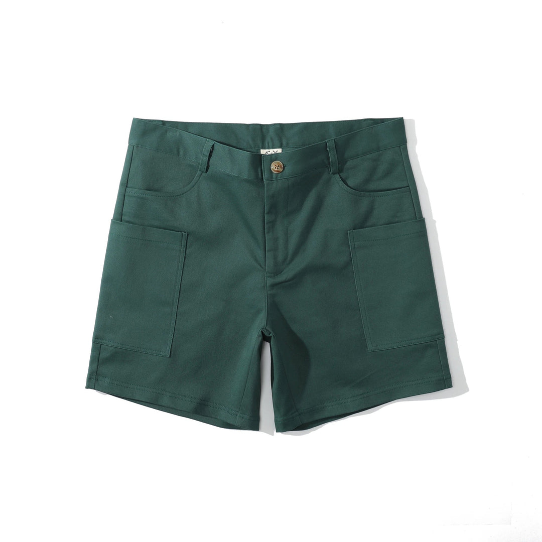 Men’s Chino Shorts with Patch Pockets and Button Waist