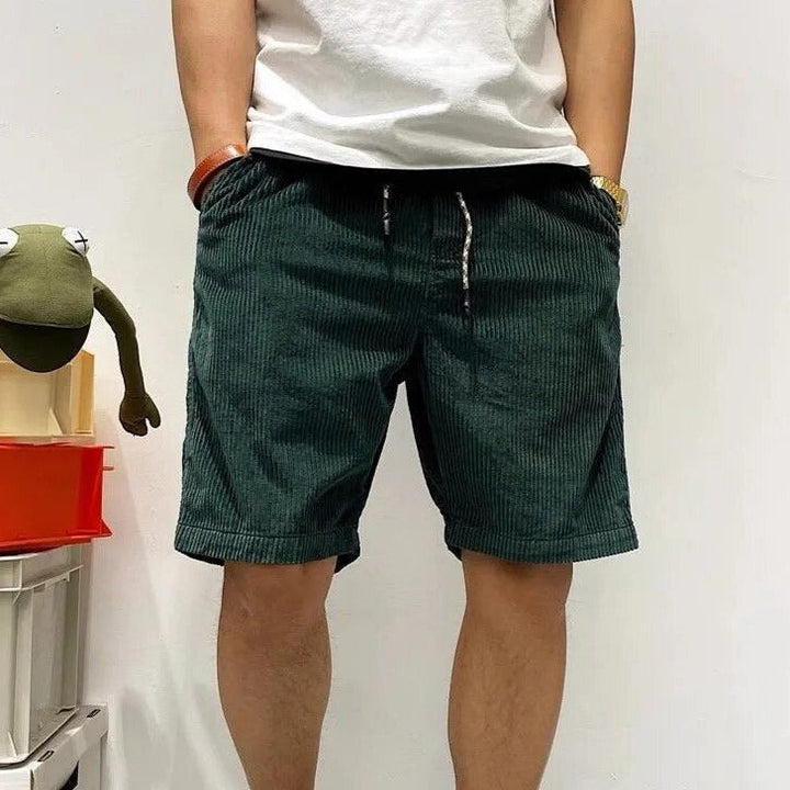 Men’s Corduroy Shorts With Drawstring Waist and Hem Cuffs