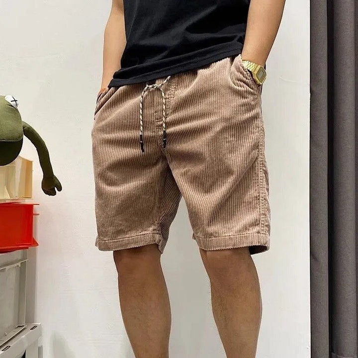 Men’s Corduroy Shorts With Drawstring Waist and Hem Cuffs