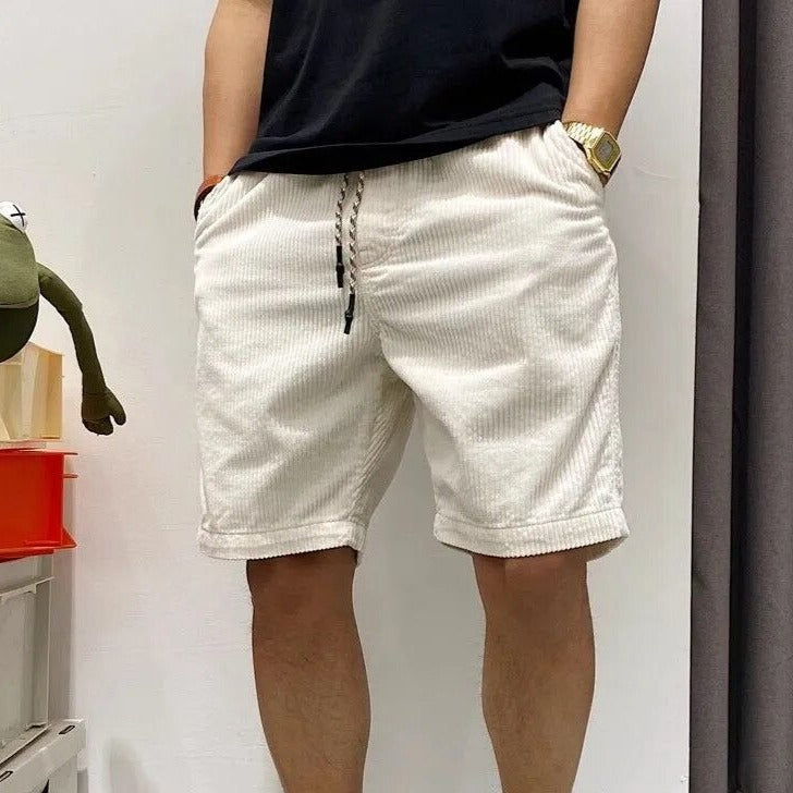 Men’s Corduroy Shorts With Drawstring Waist and Hem Cuffs