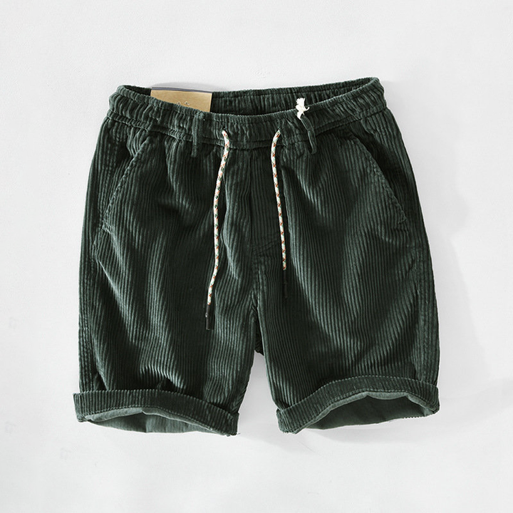 Men’s Corduroy Shorts With Drawstring Waist and Hem Cuffs