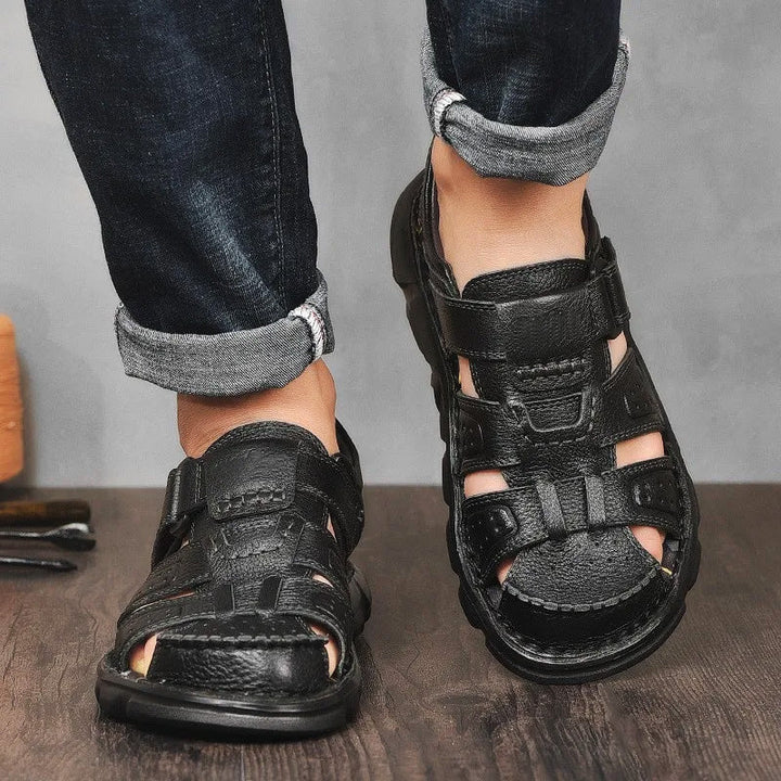 Men's Fisherman Sandals with Closed-Toe and Hook-and-Loop Fastener