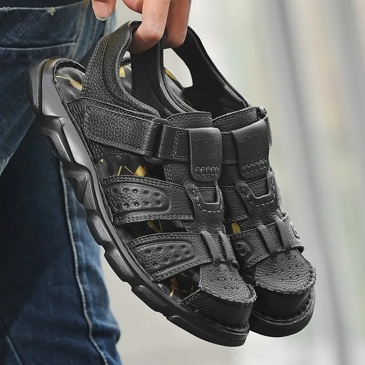 Men's Fisherman Sandals with Closed-Toe and Hook-and-Loop Fastener