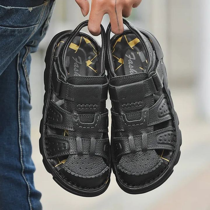 Men's Fisherman Sandals with Closed-Toe and Hook-and-Loop Fastener