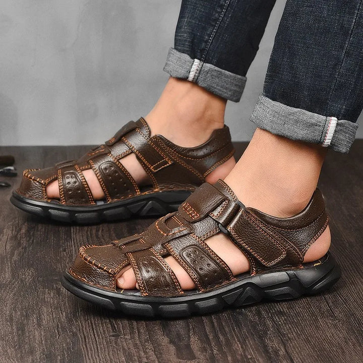 Men's Fisherman Sandals with Closed-Toe and Hook-and-Loop Fastener