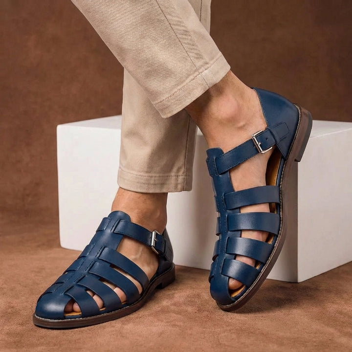 Men’s Fisherman Sandals with Interwoven Straps and Buckle Closure