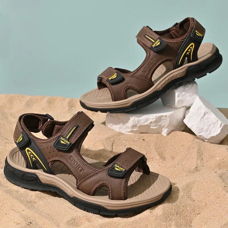 Men’s Flat Sandals with Open Toe and Adjustable Straps