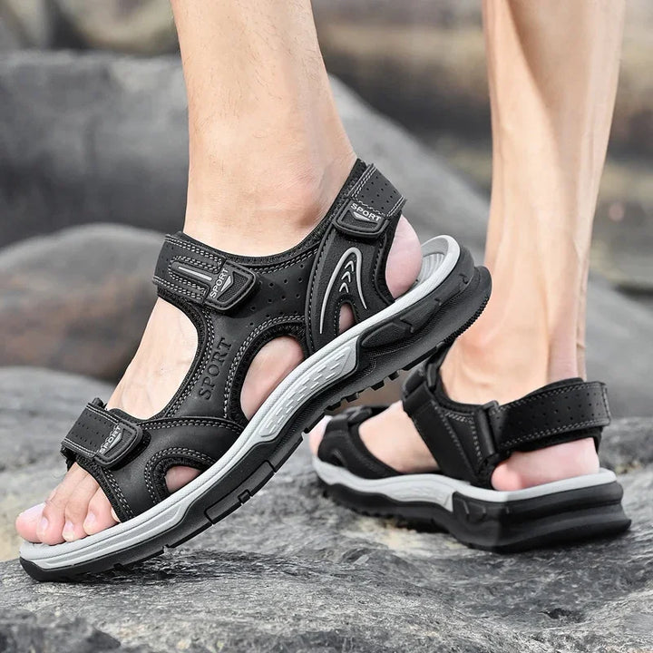 Men’s Flat Sandals with Open Toe and Adjustable Straps