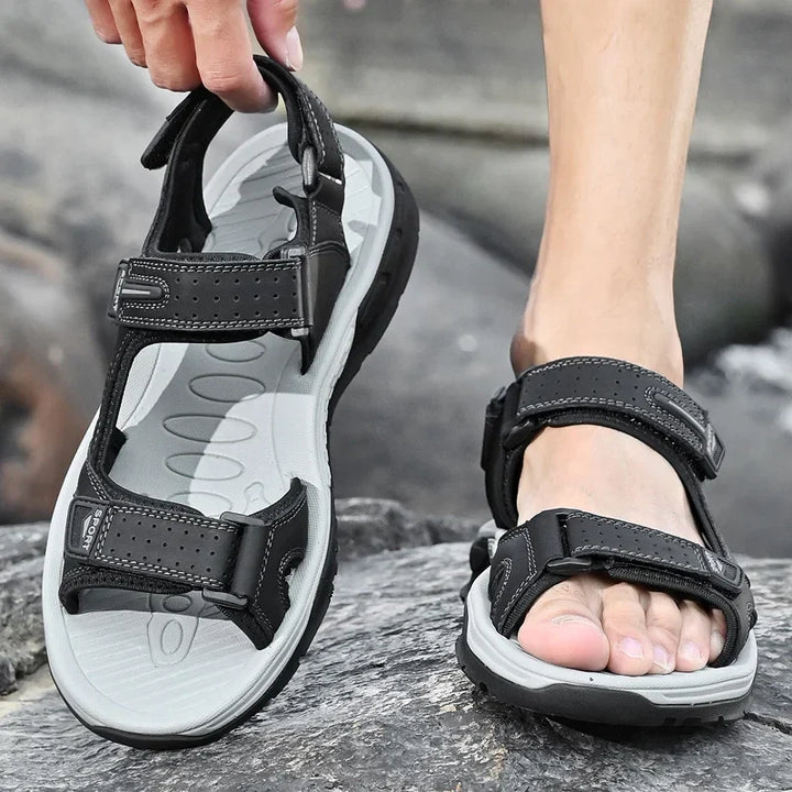 Men’s Flat Sandals with Open Toe and Adjustable Straps