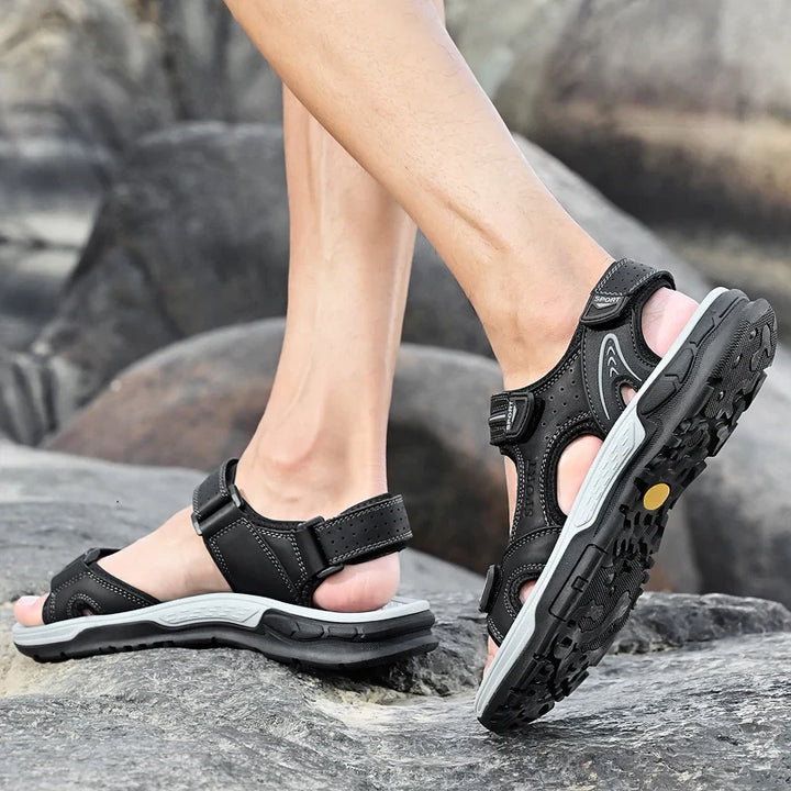Men’s Flat Sandals with Open Toe and Adjustable Straps