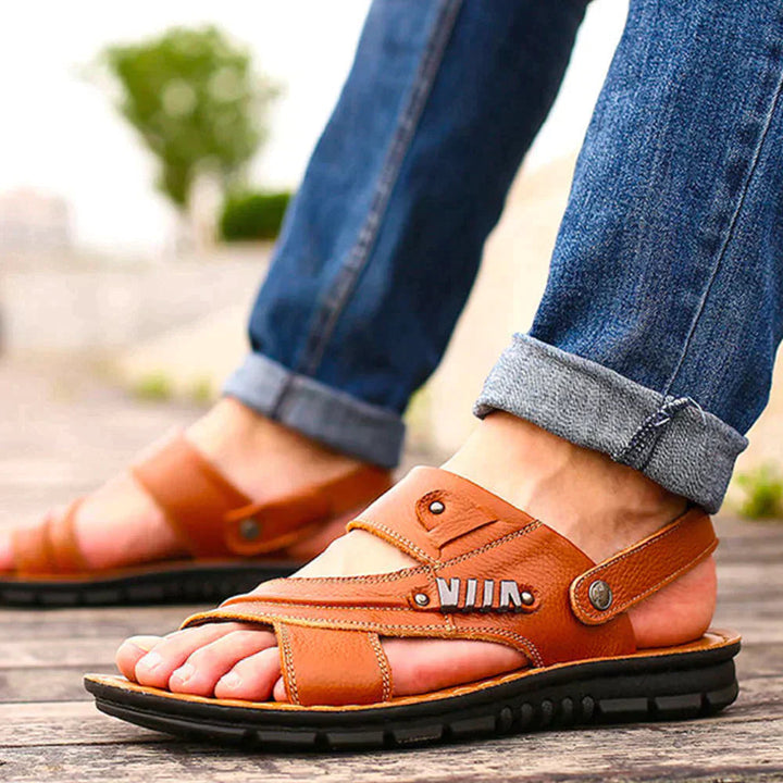 Men’s Flat Sandals with Open Toe and Backstrap