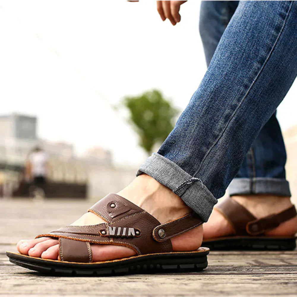 Men’s Flat Sandals with Open Toe and Backstrap