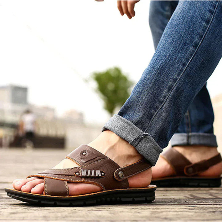 Men’s Flat Sandals with Open Toe and Backstrap