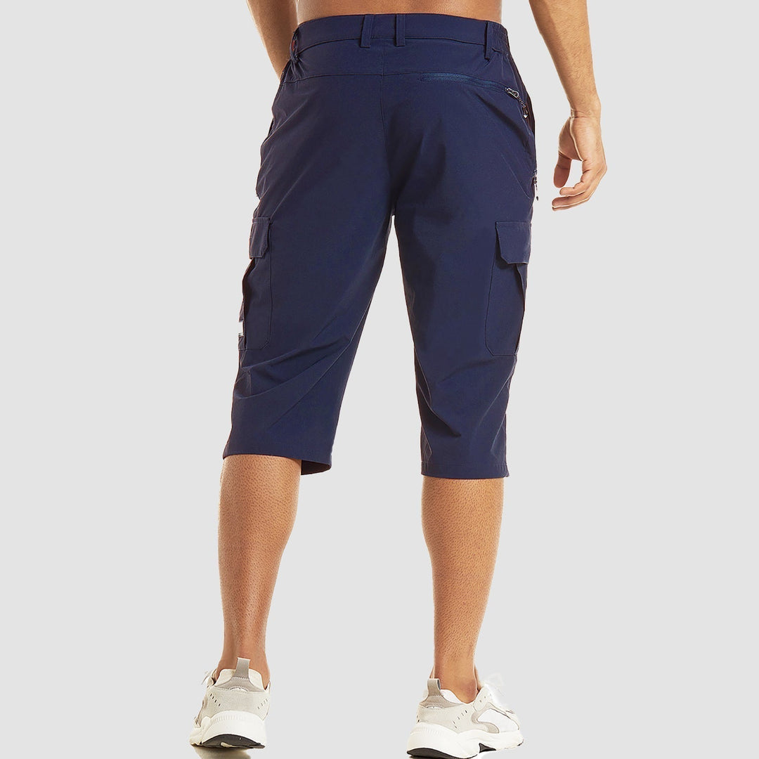 Men’s Knee-Length Cargo Shorts with Flap Pockets and Button Closure