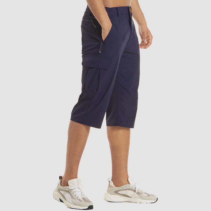 Men’s Knee-Length Cargo Shorts with Flap Pockets and Button Closure