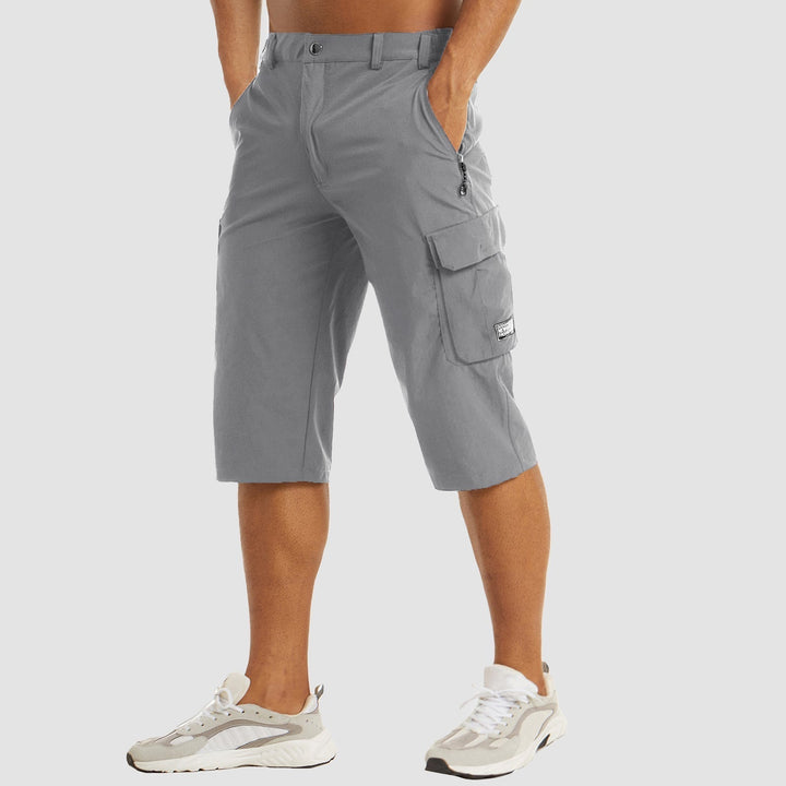 Men’s Knee-Length Cargo Shorts with Flap Pockets and Button Closure