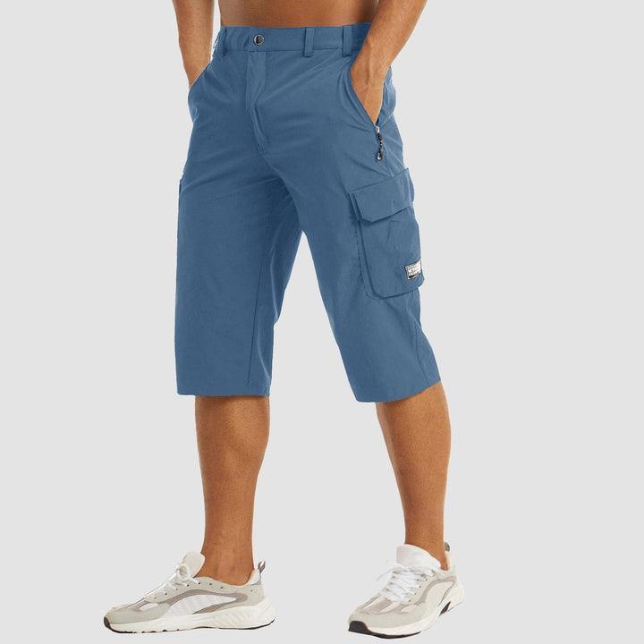 Men’s Knee-Length Cargo Shorts with Flap Pockets and Button Closure