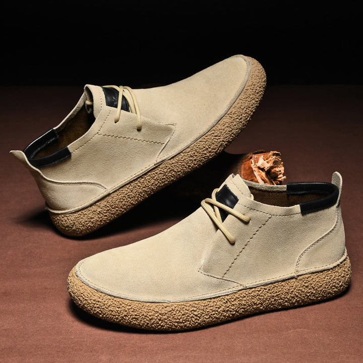 Men’s Lace-Up Shoes with Rounded Toe and Thick Sole