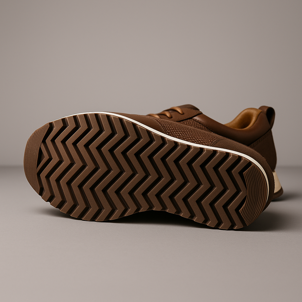 Men's Lace-Up Sneakers with Perforated Side Panels and Platform Sole