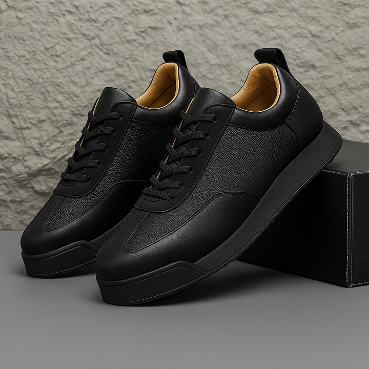 Men's Lace-Up Sneakers with Perforated Side Panels and Platform Sole