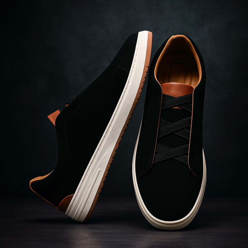 Men's Low Top Sneakers with Platform Sole and Crisscross Lacing