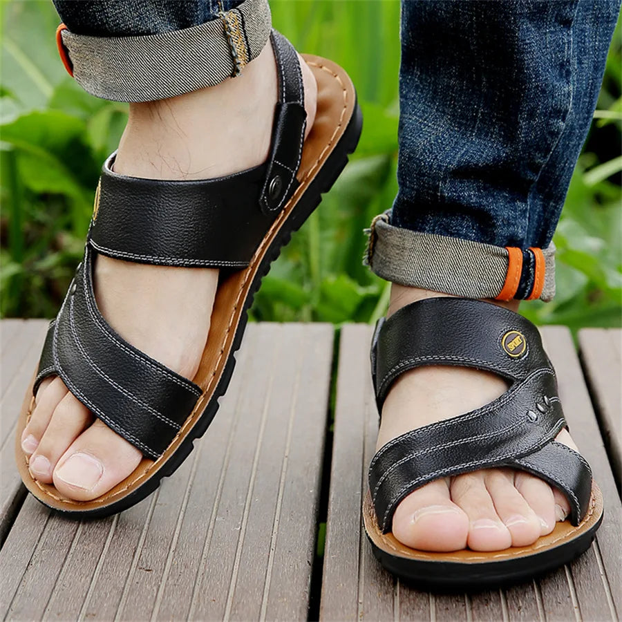 Men’s Open-Toe Sandals With Adjustable Strap and Side Details