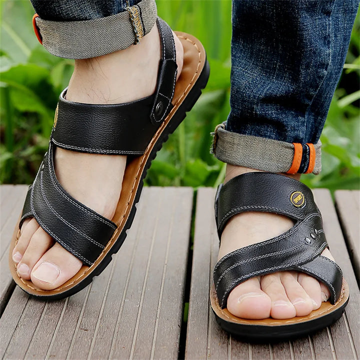 Men’s Open-Toe Sandals With Adjustable Strap and Side Details
