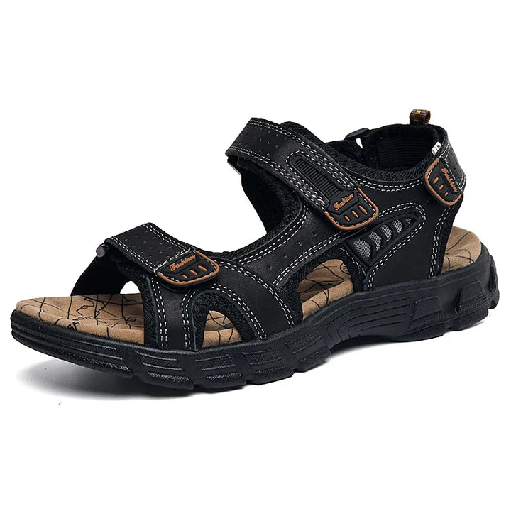 Men’s Open-Toe Sandals with Triple Straps and Thick Sole