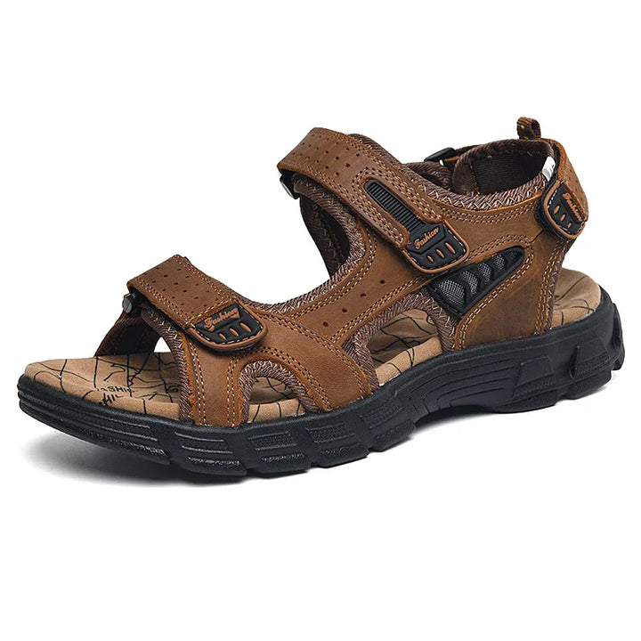 Men’s Open-Toe Sandals with Triple Straps and Thick Sole
